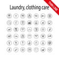 Laundry, clothing care, wash, icons set