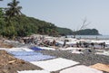 Laundry day, Praia Messia Alves, Sao Tome, Africa Royalty Free Stock Photo