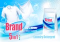 Laundry detergent ad. White clothes hanging on rope Royalty Free Stock Photo