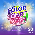 Laundry detergent package ads. Creative soap smart clean design product. Toilet or bathroom color tub cleanser design