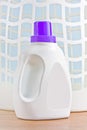 Laundry detergent and plastic basket Royalty Free Stock Photo