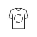 Laundry and dry cleaning icon. Second hand concept. T-shirt icon with recycling line icon. Vector