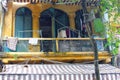 Laundry drying colonial house balcony, Hanoi, Vietnam Royalty Free Stock Photo