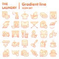 Laundry flat icon set, washing clothes symbols collection, vector sketches, logo illustrations, housework signs red