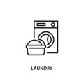Laundry flat line icon. Vector illustration washing machine and next to the pelvis