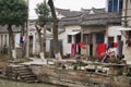 Laundry in front of ancient house in chinese village