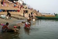 Laundry at the Ganges river Royalty Free Stock Photo