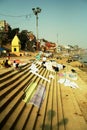 Laundry at Ganges river Royalty Free Stock Photo
