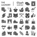 Laundry glyph icon set, washing clothes symbols collection, vector sketches, logo illustrations, housework signs solid