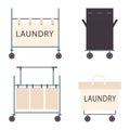 Laundry basket, hamper with wheels vector cartoon set Royalty Free Stock Photo