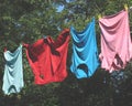Laundry hanging on a line.