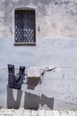 Laundry hanging out of a typical Italian facade Royalty Free Stock Photo