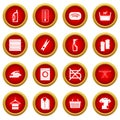 Laundry icon red circle set