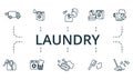 Laundry icon set. Collection of simple elements such as the wet cleaning, shoe cleaning, 13, laundry room, soap, leather