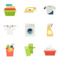 Laundry icon set. Dryer, Washing machine and dirt shirt. Laundromat, hand washing, laundry service