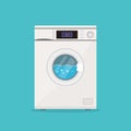 Laundry. Icon of wash machine. Close washer. Wash machine with drum, window, door, button and item panel. Washingmachine with