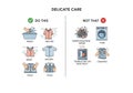 Laundry icons depicting washing machine clothes and drying processes for a clean and dirty comparison Royalty Free Stock Photo
