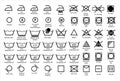 Laundry icons. Garment care instructions on labels, machine wash or hand wash signs. Collection of symbols of water Royalty Free Stock Photo