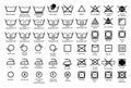 Laundry icons. Garment care instructions on labels, machine wash or hand wash signs. Collection of symbols of water Royalty Free Stock Photo