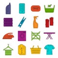 Laundry icons doodle set