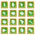 Laundry icons set green square vector