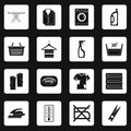 Laundry icons set squares vector