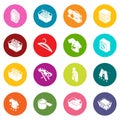 Laundry icons set colorful circles vector
