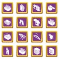 Laundry icons set purple square vector