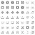 Laundry instruction line icons set