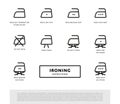 Laundry ironing symbols icon set