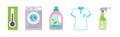 Laundry Items and Object as Clothes Washing and Drying Vector Set