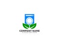 Laundry and leaf logo combination, Washing machine and eco symbol or icon Royalty Free Stock Photo