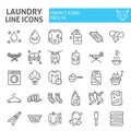 Laundry line icon set, washing symbols collection, vector sketches, logo illustrations, housework signs linear Royalty Free Stock Photo