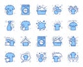 Laundry line icons. Dryer, Washing machine and dirt shirt. Vector