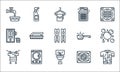 Laundry line icons. linear set. quality vector line set such as dirty shirt, wash basin, drying, washing program, dryer, washing