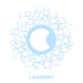 Laundry logo concept in blue. Icon washing machine concept for business clothes wash cleans. Royalty Free Stock Photo