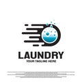 Laundry logo design with fast clothes wash concept. illustration element vector