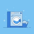 Laundry machine line vector