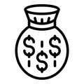 Laundry money full bag icon, outline style Royalty Free Stock Photo