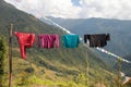 Laundry in mountains. Real life. Nepal. Himalaya