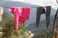 Laundry in mountains. Real life. Nepal. Himalaya