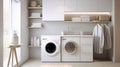 Laundry nook with a farmhouse sink.