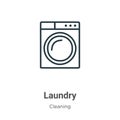 Laundry outline vector icon. Thin line black laundry icon, flat vector simple element illustration from editable cleaning concept Royalty Free Stock Photo