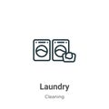 Laundry outline vector icon. Thin line black laundry icon, flat vector simple element illustration from editable cleaning concept