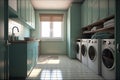 Laundry Room: Create a set of images that showcase a functional, efficient laundry room. Generative AI Royalty Free Stock Photo