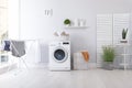 Laundry Room Interior With Washing Machine