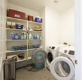 Laundry Room set ups with washer and dryer and other accessaries