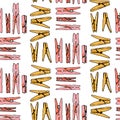 Laundry seamlesspattern. Modern cloth pin background, wrapping paper, clip texture, repetiotion house print in vector