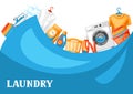 Laundry service background with professional items. Royalty Free Stock Photo