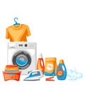 Laundry service background with professional items. Royalty Free Stock Photo